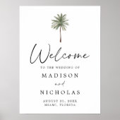 Minimale Palme Hochzeit Willkommensschild Poster (Vorne)