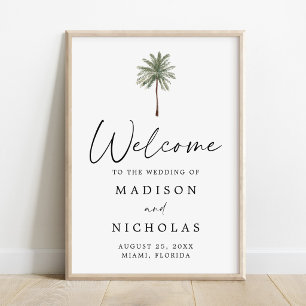 Minimale Palme Hochzeit Willkommensschild Poster