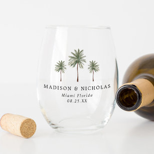 Minimale Palmen Hochzeit Weinglas Ohne Stiel