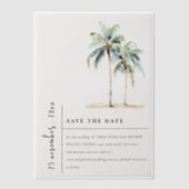 Minimale Palmen tropische Hochzeit retten das Datu Pergament Einladungen (Vorderseite)