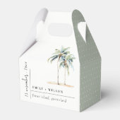 Minimale Palmen Wasserfarbe Tropische Hochzeit Geschenkschachtel (Rückseite)