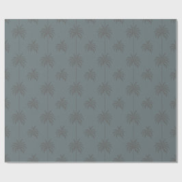 Minimale Palmenbaum-Muster Blau Grau Tropisch Geschenkpapier