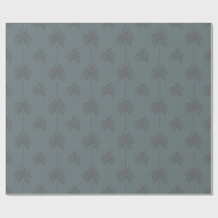 Minimale Palmenbaum-Muster Blau Grau Tropisch Geschenkpapier