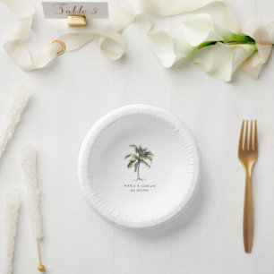Minimale Palmenstrand-Traumhochzeit Pappteller