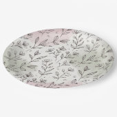 Minimale Pastell-Boho-Botanik-Papierplatte Pappteller (Schrägansicht)