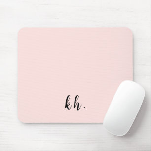 Minimale Pastell-Rosa-Monogramm-Initialen Mousepad