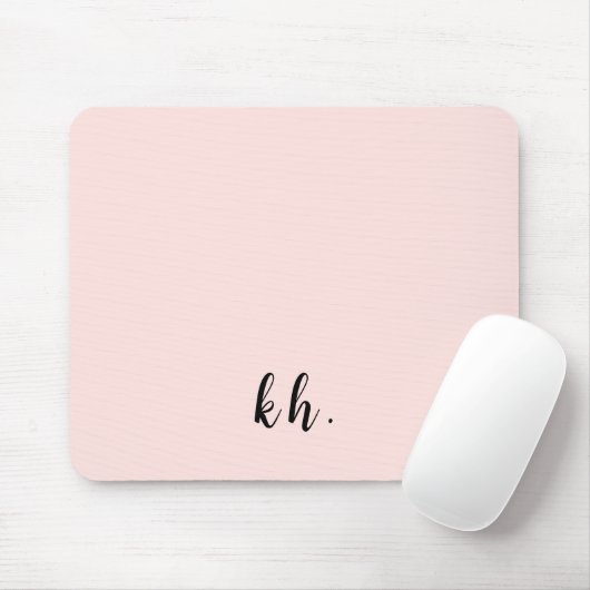 Minimale Pastell-Rosa-Monogramm-Initialen Mousepad (Mit Mouse)