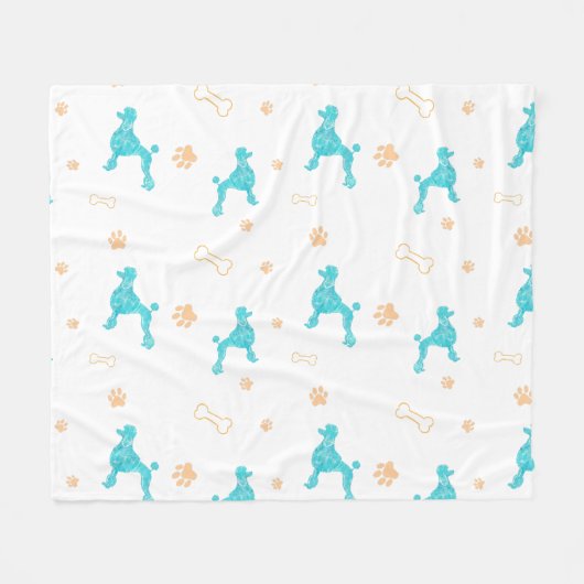 Minimale Pastellblaue Pudel-Silhouette Decke (Vorderseite (Horizontal))