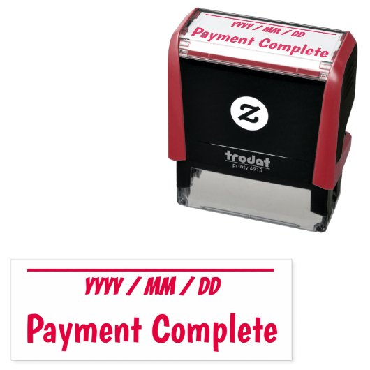 Minimale "Payment Complete"-Briefmarke aus Kautsch Permastempel (Beispiel)