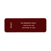 Minimale PEACE | Deep Red Holiday-Adresseletikette (Vorne)