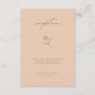 Minimale Peach Fine Art Floral Hochzeitsempfang Begleitkarte