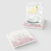 Minimale personalisierte Berufliche Monogramm Steinuntersetzer (Seitenansicht)