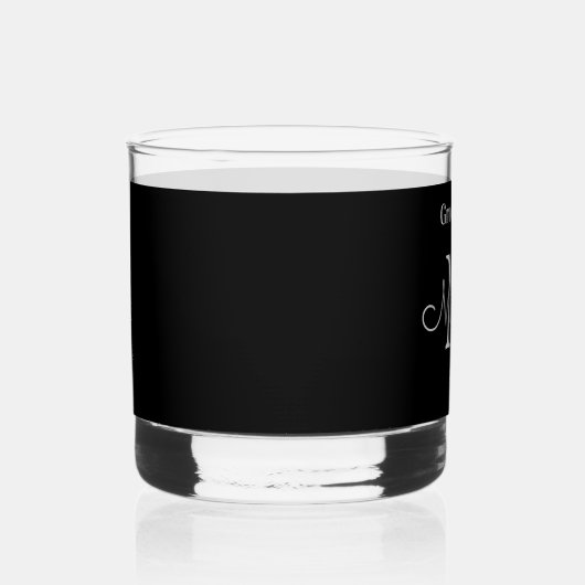 minimale personalisierte Trauzeugen Schwarz-weiß Whiskyglas (Rechts)