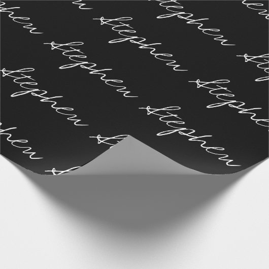 Minimale personalisierte Typografie Schwarz-weiß Geschenkpapier (Ecke)