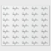 Minimale personalisierte Typografie Schwarz-weiß Geschenkpapier (Flach)