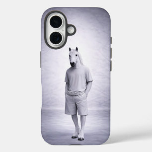 Minimale Pferde in lässiger moderner Kleidung iPhone 16 Hülle