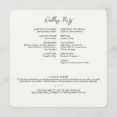 Minimale pflanzliche Botanische Milk White Wedding Programm (Rückseite)