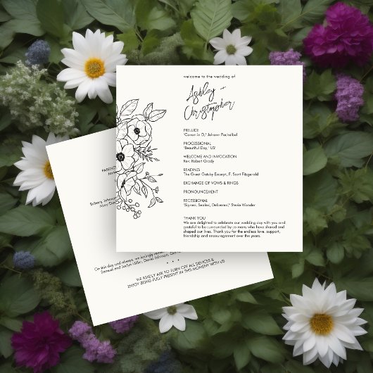 Minimale pflanzliche Botanische Milk White Wedding Programm