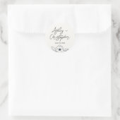 Minimale pflanzliche Botanische Milk White Wedding Runder Aufkleber (Tasche)