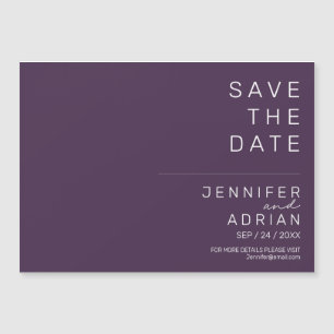 Minimale Pflaume Lila Horizontale Save The Date Magnetkarte