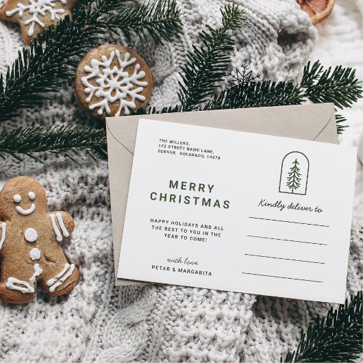 Minimale Pine Holiday Post Card Feiertagspostkarte