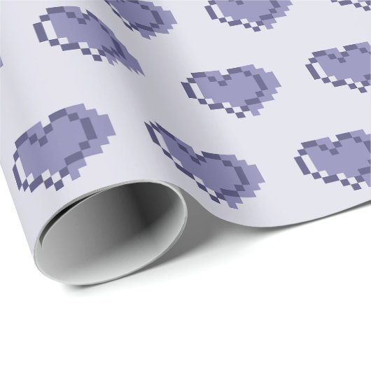 Minimale Pixel-Herzmuster Geschenkpapier (Rolleneckpunkt)