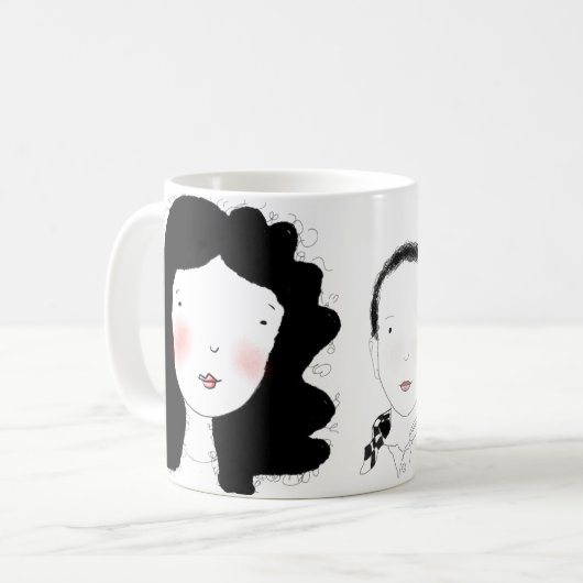 Minimale Portrait Design-Tasse Kaffeetasse (Vorderseite Links)