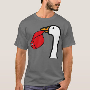 Minimale Porträtgans stiehlt rote Mütze T-Shirt