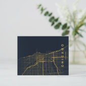 Minimale Postkarte mit Stadtplan von Chicago (Stehend Vorderseite)