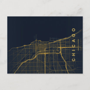 Minimale Postkarte mit Stadtplan von Chicago