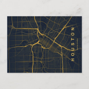 Minimale Postkarte Stadtplan Houston