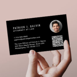 Minimale professionelle QR-Code-Foto Schwarz Visitenkarte