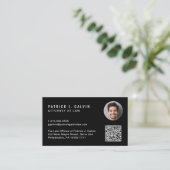 Minimale professionelle QR-Code-Foto Schwarz Visitenkarte (Stehend Vorderseite)