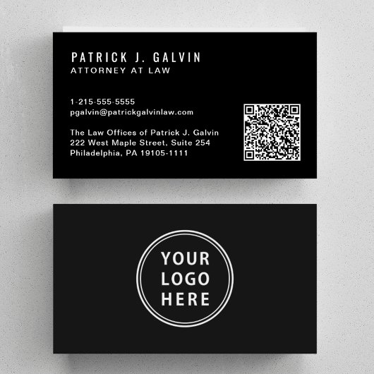 Minimale professionelle QR-Code-Logo Schwarz Visitenkarte