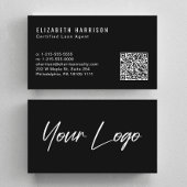 Minimale professionelle QR-Code-Logo Schwarz Visitenkarte