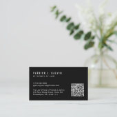 Minimale professionelle QR-Code-Schwarze Visitenka Visitenkarte (Stehend Vorderseite)