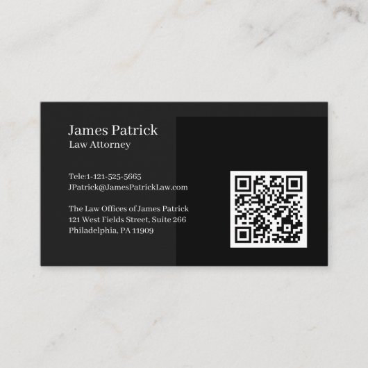 Minimale professionelle QR-Code-Schwarze Visitenka Visitenkarte (Vorderseite)