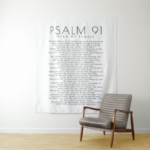 Minimale Psalm 91-Verse über meine christliche Fam Wandteppich
