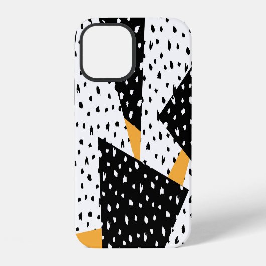 Minimale Punkte-Patchwork: Schwarz Weiß Gelb iPhone Hülle (Rückseite)
