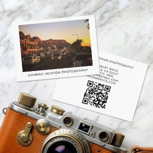 Minimale QR-Code Vintage-Fotograf Visitenkarte