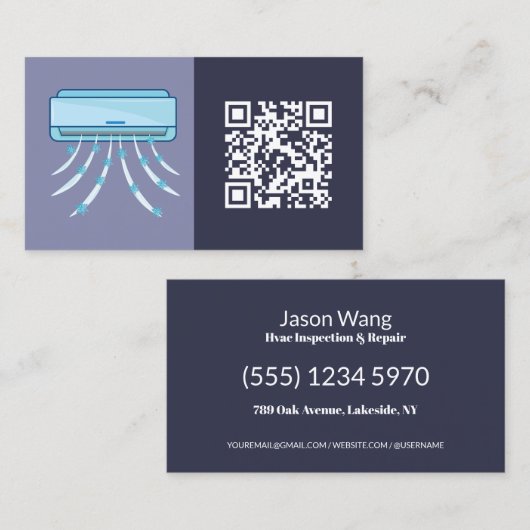 Minimale QR HVAC Visitenkarte (Vorne/Hinten)