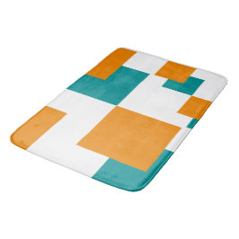 Minimale Quadrate aquamarin und Tangarine Badematte