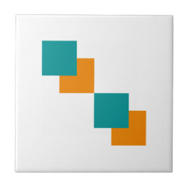 Minimale Quadrate aquamarin und Tangarine Fliese