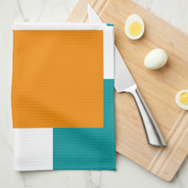 Minimale Quadrate aquamarin und Tangarine Geschirrtuch