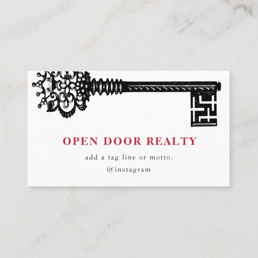 Minimale Real Anwesen Vintag Key Business Card Visitenkarte (Vorderseite)