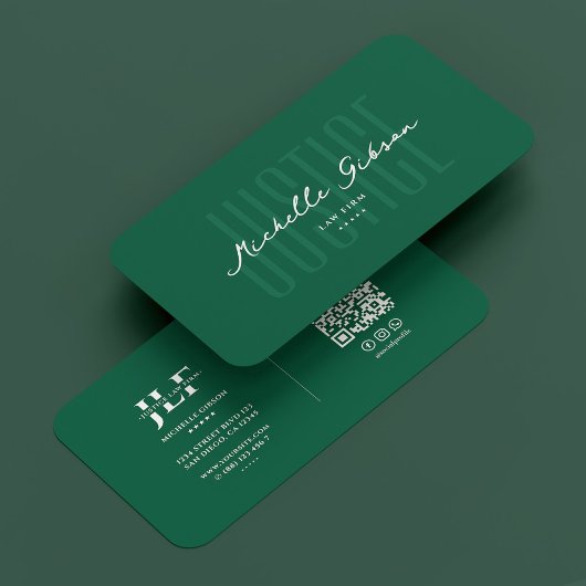 Minimale Rechtsanwaltskanzlei Anwalt Hunter Green Visitenkarte