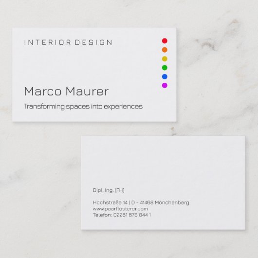 Minimale Regenbogen-Visitenkarte mit Pride-Farben Visitenkarte (Vorne/Hinten)