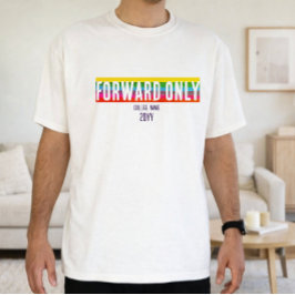 Minimale Regenbogen-Vorwärts-Only-Abschluss-Shirt T-Shirt
