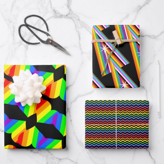 Minimale Regenbogenausrichtung Geschenkpapier Set (Vorderseite)