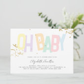 Minimale Regenbogenhaut Neutral Oh Baby Dusche Einladung (Stehend Vorderseite)